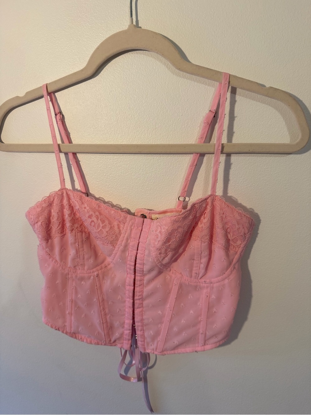 La Hearts Light Pink Lace Bustier Top